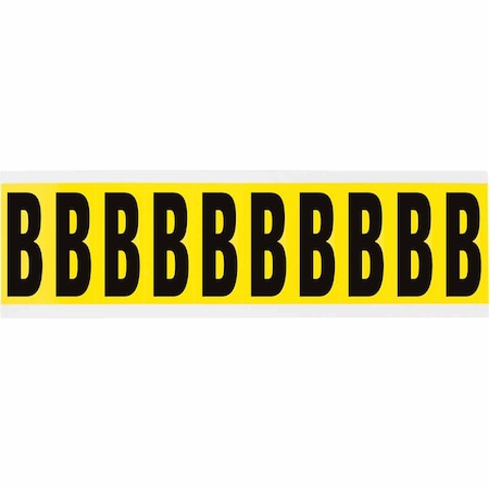 Brady Repositionable Vinyl 2 in Black on Yellow, Letters B Card of 10 Labels 3440-B